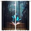 Magic Book Forest Curtains Fantasy Fairy Tale Misty Forest Night Beautiful Animals Butterflies Window Drapes Rod Pocket Curtains Darkening Thermal Insulated for Living Room 84x84in view 1
