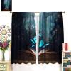 Magic Book Forest Curtains Fantasy Fairy Tale Misty Forest Night Beautiful Animals Butterflies Window Drapes Rod Pocket Curtains Darkening Thermal Insulated for Living Room 84x84in view 3