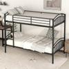 Twin Over Twin Metal Bunk Bed,Divided into Two Beds,with Full Length Guardrail & Storage Space. Ideal for Children's and Teenagers' bedrooms.No Box Spring Needed (Black#W) view 1