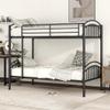 Twin Over Twin Metal Bunk Bed,Divided into Two Beds,with Full Length Guardrail & Storage Space. Ideal for Children's and Teenagers' bedrooms.No Box Spring Needed (Black#W) view 4