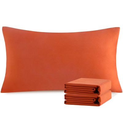 NTBAY King Pillowcase Set - 2 Pack Brushed Microfiber 20x40 Pillowcases - Soft, Wrinkle-Free, Fade-Resistant, Stain-Resistant, Brunt Orange Pillowcases with Envelope Closure - 20x40 Inches