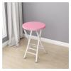 XPLKQXE Folding Bar Stools, 17.7inch Tall Home Stool with Double Bars for Adults Kitchen Garden Collapsible Round Stool (Color : Pink) view 1