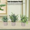 3 Pack Artificial Potted Plants Set, Small Artificial Eucalyptus Potted Plant Decorative Fake Faux Potted Eucalyptus Plants for Home Decor Indoor Office Table Room Farmhouse Bathroom Decoration view 4