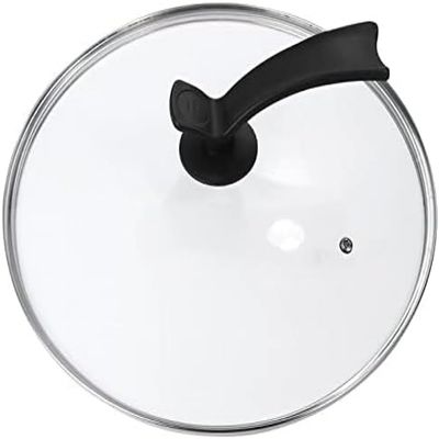 BAZAC pan lid Universal Round Frying Pan Lid with Stand Handle Clear Glass Pot Lid Tempered Glass Cookware Replacement-30CM