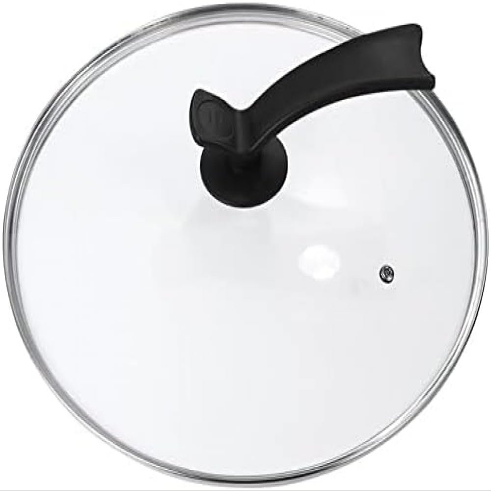 BAZAC pan lid Universal Round Frying Pan Lid with Stand Handle Clear Glass Pot Lid Tempered Glass Cookware Replacement-30CM