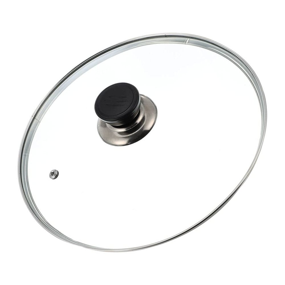 BAZAC Metal Cooking Utensils Tempered Glass for Pots Pans and Skillets Replacement Frying Pan Cover and Cast Iron Skillet Lid Cover Silicone Pot Cover-24CM
