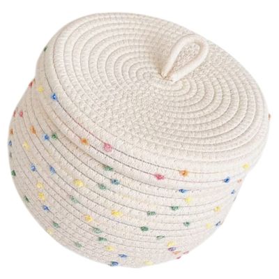 CHILDWEET Cotton Rope Woven Storage Basket with Lid Versatile Desktop Organizer and Home Storage Solution for Blankets Toys and More Stylish and Functional Storage Bin for Any Room