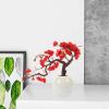 Garneck Artificial Plum Flowers wiht Pot - Artificial Flowers Kit with Planter - Chinese Traditional - Small Silk Plum Flowers Plant Potted Decor for Home Office Store Window view 2