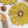 Enliven Handmade Beaded placemat, Floral Yellow tablemat, 14 inch, Charger Plate | Set of 6 view 1