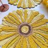 Enliven Handmade Beaded placemat, Floral Yellow tablemat, 14 inch, Charger Plate | Set of 6 view 2