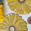 Enliven Handmade Beaded placemat, Floral Yellow tablemat, 14 inch, Charger Plate | Set of 6 view 3