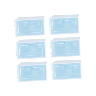 CAXUSD Shoe Container Set 6pcs Stackable Boxes for Shoes Large Size Clear Plastic Home Office Storage Solution