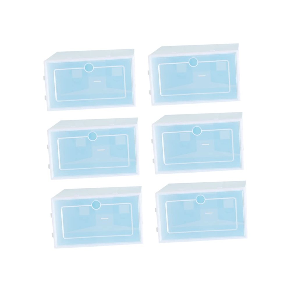 CAXUSD Shoe Container Set 6pcs Stackable Boxes for Shoes Large Size Clear Plastic Home Office Storage Solution