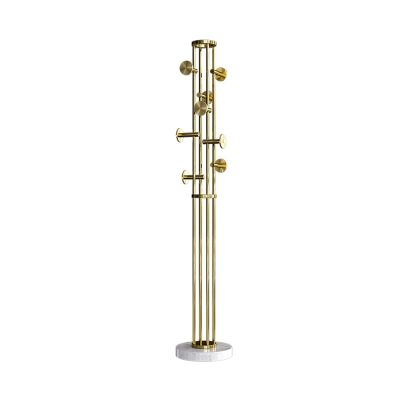 FIONEL Coat Rack Senior Hanging Clothes Rack Floor Standing Bedroom Home Gold Stainless Steel Coat Rack Coat Rack Hat Stand (Color : Brass)