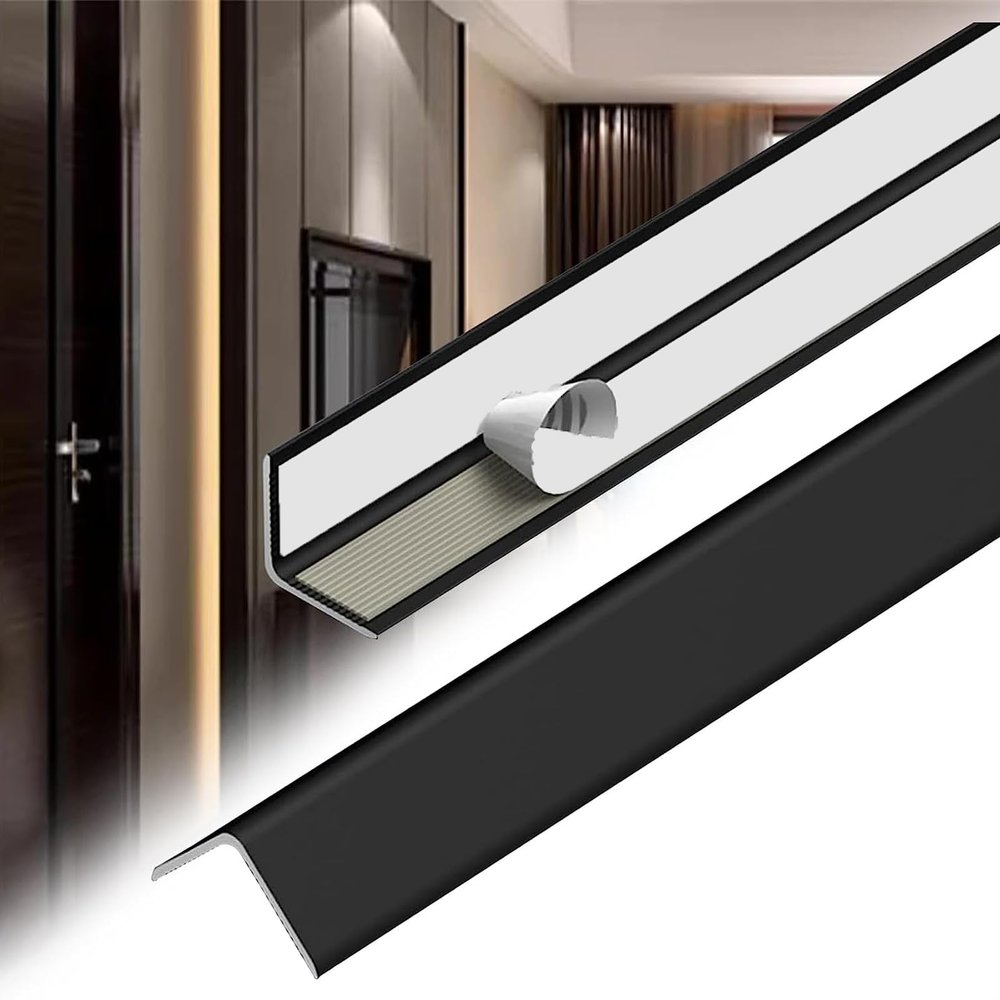 LBROTY Wall Corner Protector Black, Metal Aluminum Corner Protector Self Adhesive for Living Room/Bedroom/Hotel, Can Be Customized 24-63 Inches Long