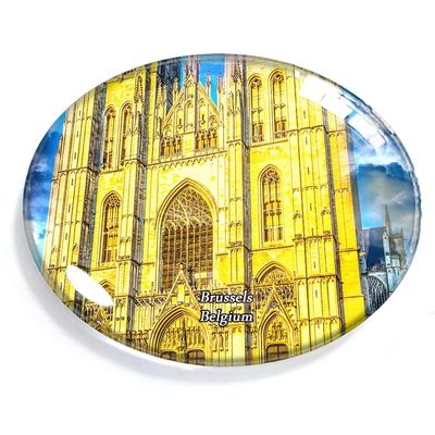 Brussels Belgium Magnet Fridge Refrigerator Freezer Magnet Sticker Souvenir Decorations Oval Crystal Magnet Kitchen Whiteboard