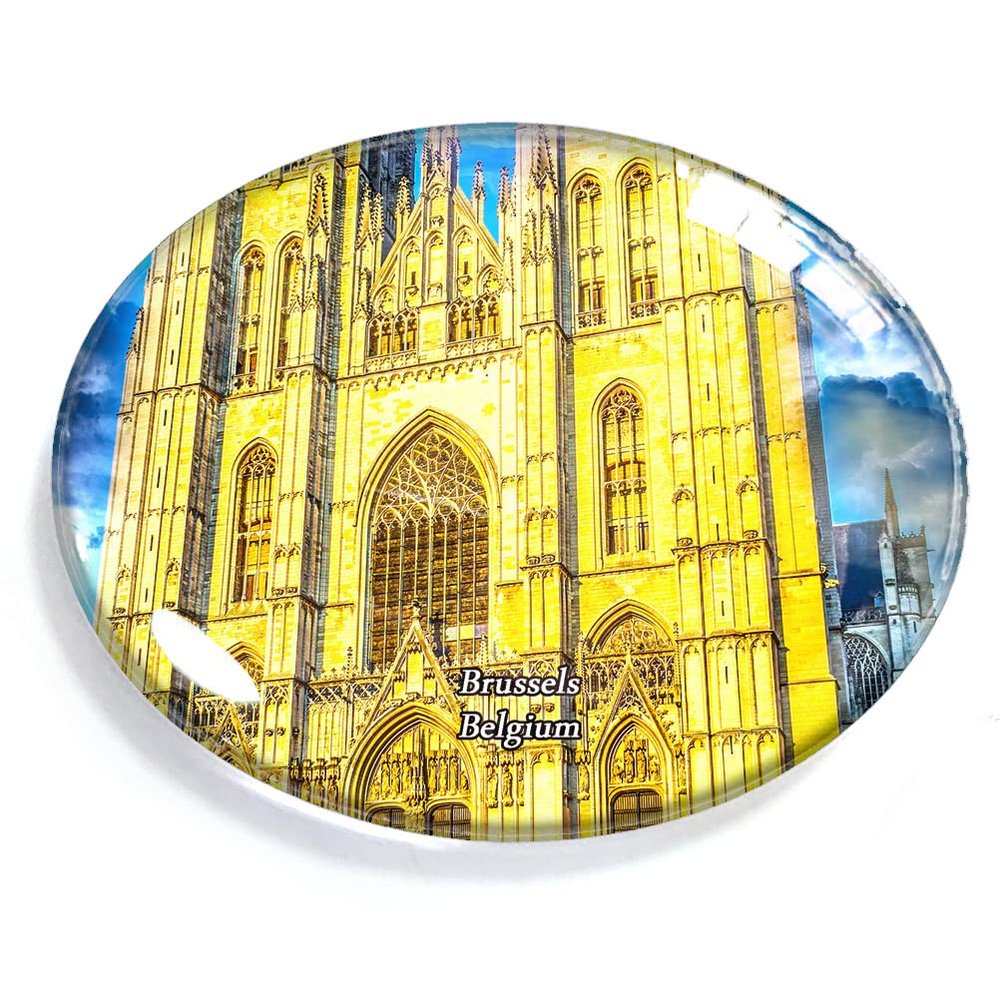 Brussels Belgium Magnet Fridge Refrigerator Freezer Magnet Sticker Souvenir Decorations Oval Crystal Magnet Kitchen Whiteboard
