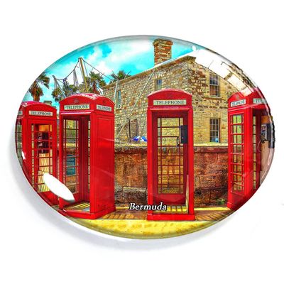 Bermuda Magnet Fridge Refrigerator Freezer Magnet Sticker Souvenir Decorations Oval Crystal Magnet Kitchen Whiteboard