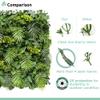 SunnyRoyal 12 Pcs Artificial Boxwood Panel 40"x40"3D Grass Wall Panels Greenery Backdrop Decor Privacy Hedge Fence Screen for Outdoor Indoor Backyard Garden Decoration, #08 Mixed view 4