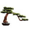 Artificial Trees Creative Chinese-Style Root Carving Crafts Ornaments, Artificial Pine Fake Bonsai Home Decoration, Indoor Ceramic Flower Pot Artificial Potted Simulated Pine view 1