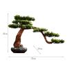 Artificial Trees Creative Chinese-Style Root Carving Crafts Ornaments, Artificial Pine Fake Bonsai Home Decoration, Indoor Ceramic Flower Pot Artificial Potted Simulated Pine view 2