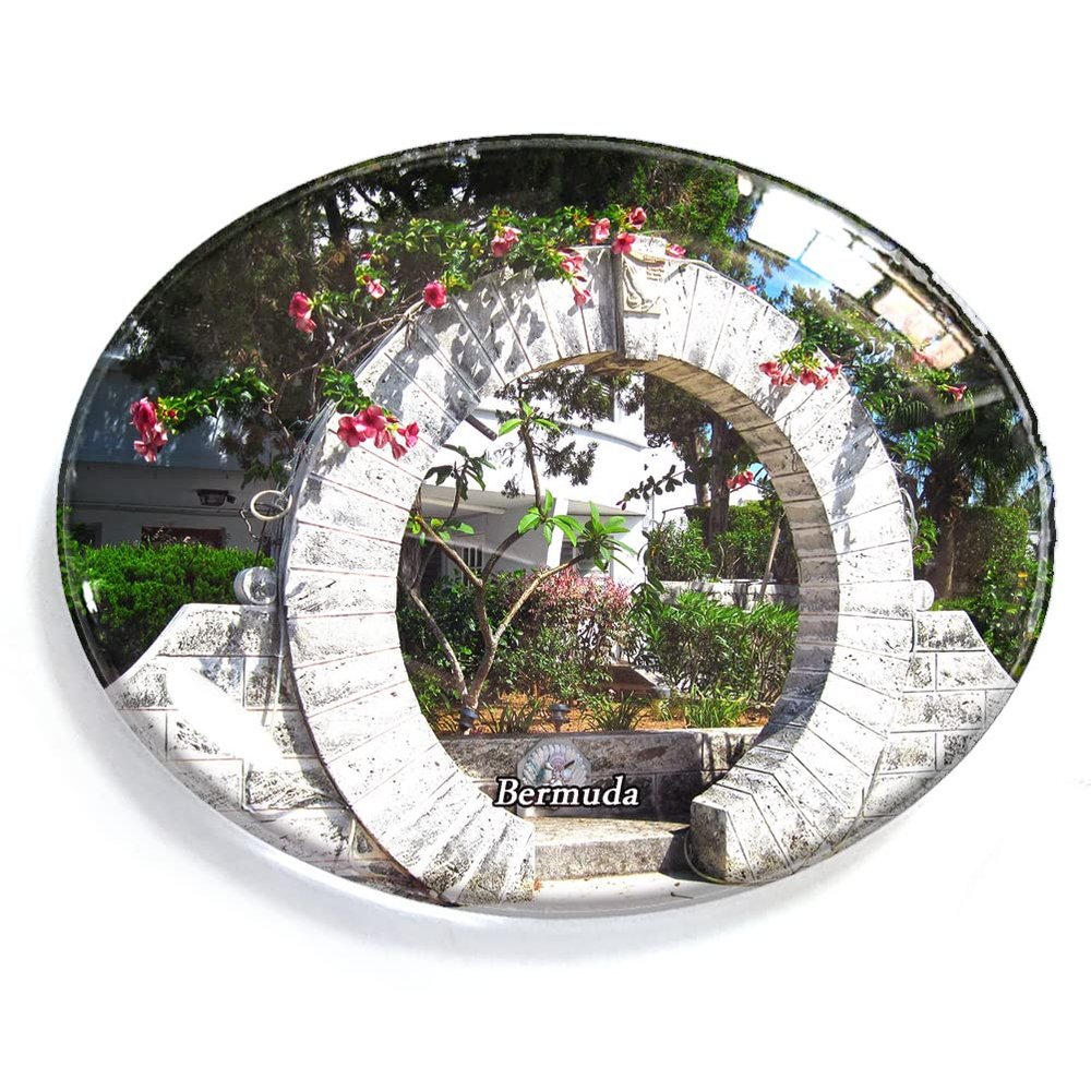 Bermuda Magnet Fridge Refrigerator Freezer Magnet Sticker Souvenir Decorations Oval Crystal Magnet Kitchen Whiteboard