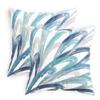 CaliTime Throw Pillow Cases Pack of 2 Cozy Fleece Two-Tone Abstract Feather Decorative Cushion Covers for Couch Bed Sofa Farmhouse Decoration 22 X 22 Inches Teal Green Navy Somke Blue Grey view 1