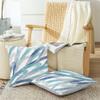 CaliTime Throw Pillow Cases Pack of 2 Cozy Fleece Two-Tone Abstract Feather Decorative Cushion Covers for Couch Bed Sofa Farmhouse Decoration 22 X 22 Inches Teal Green Navy Somke Blue Grey view 3
