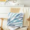 CaliTime Throw Pillow Cases Pack of 2 Cozy Fleece Two-Tone Abstract Feather Decorative Cushion Covers for Couch Bed Sofa Farmhouse Decoration 22 X 22 Inches Teal Green Navy Somke Blue Grey view 4