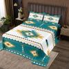Erosebridal Boho Lattice Quilt Set Twin, Aztec Bedspread Set, Bohemian Navajo Ethnic Retro Yellow Striped Exotic Western Tribal Coverlet Set Teal Medallion Egyptian Bedroom Decor Bed Set view 1