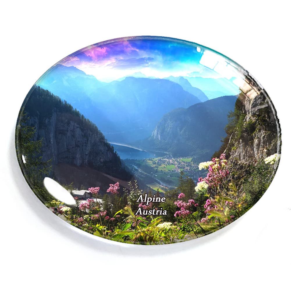 Alpine Austria Magnet Fridge Refrigerator Freezer Magnet Sticker Souvenir Decorations Oval Crystal Magnet Kitchen Whiteboard