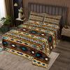 Boho Tribal Quilt Set King, Retro Exotic Bedspread Set, Vintage Lattice Bohemian Soft Luxury Coverlet Set, Orange Antique Grid Damask Tribal Ethnic Egyptian Bed Set view 1