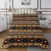 Boho Tribal Quilt Set King, Retro Exotic Bedspread Set, Vintage Lattice Bohemian Soft Luxury Coverlet Set, Orange Antique Grid Damask Tribal Ethnic Egyptian Bed Set view 2