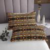 Boho Tribal Quilt Set King, Retro Exotic Bedspread Set, Vintage Lattice Bohemian Soft Luxury Coverlet Set, Orange Antique Grid Damask Tribal Ethnic Egyptian Bed Set view 4
