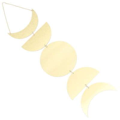 HOMSFOU Aesthetic Moon Phase Wall Mirror Unique Home Decor for Living Room Bedroom Garden Creative Moon Cycle Design for Stylish Wall Hanging Gold Finish