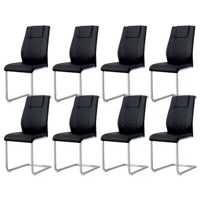 Btikita Dining Chairs Set, Kitchen Room Chairs, Modern Metal Chairs with Faux Leather Padded Seat High Back and Sturdy Chrome Legs, Chairs for Kitchen, Living Room (Black, Set of 8)