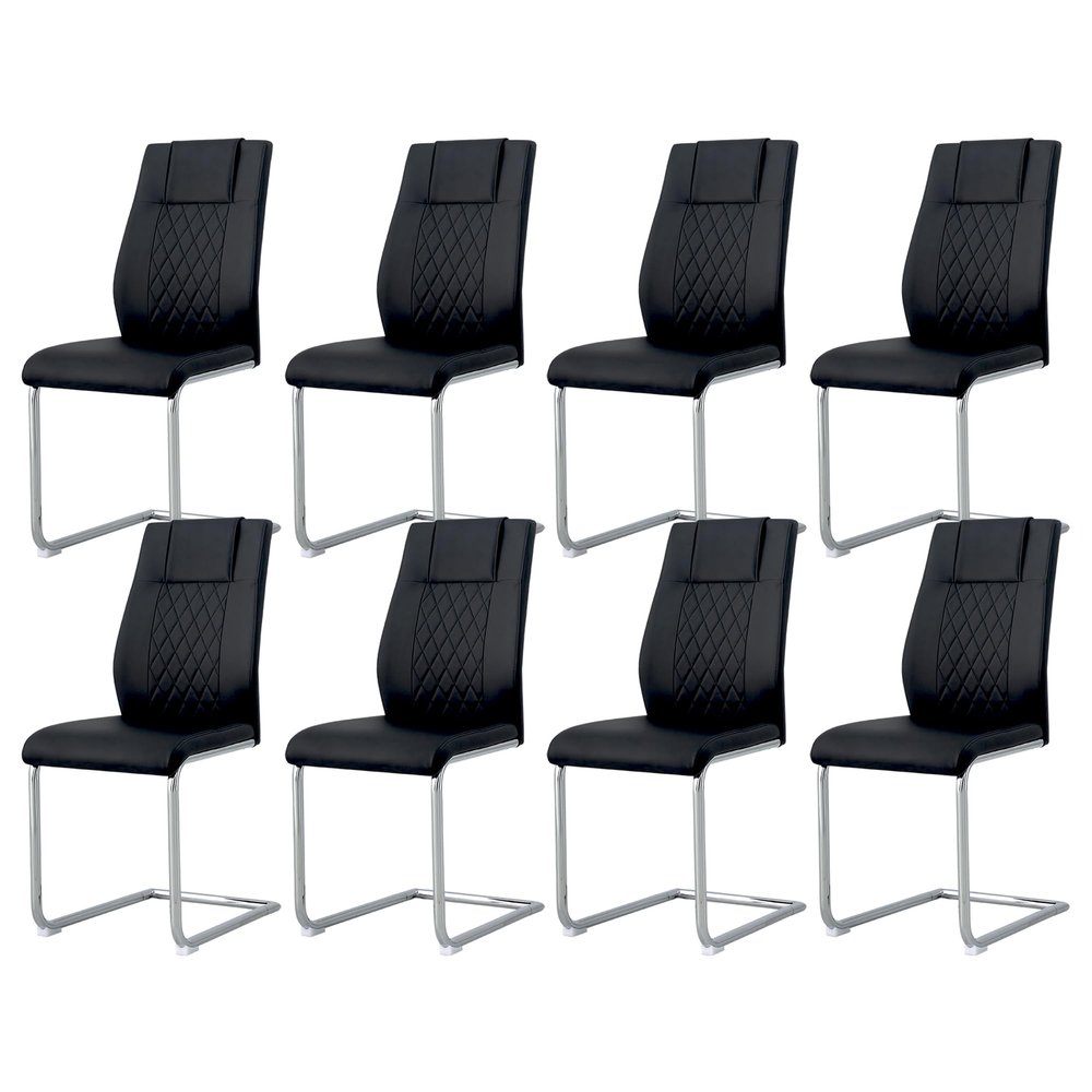 Btikita Dining Chairs Set, Kitchen Room Chairs, Modern Metal Chairs with Faux Leather Padded Seat High Back and Sturdy Chrome Legs, Chairs for Kitchen, Living Room (Black, Set of 8)