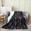 Bull Skull Blanket Throw 50x60 Inch Boho Throw Blanket Ethnic Horns Bohemian Fleece Blanket Brown Tribal Symbol Mysterious Aztec Bedroom Decor Abstract Geometric Fuzzy Blanket For Men Boys view 1