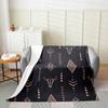 Bull Skull Blanket Throw 50x60 Inch Boho Throw Blanket Ethnic Horns Bohemian Fleece Blanket Brown Tribal Symbol Mysterious Aztec Bedroom Decor Abstract Geometric Fuzzy Blanket For Men Boys view 2