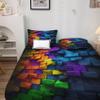 Geometric Sheets Twin XL Size, Colorful Bed Sheets, Patterned Bedding Sheets & Pillowcases 3 Piece Set - Soft Microfiber Deep Pocket Fitted Sheet & Flat Sheet & Pillow Case 3Q&-528 view 2