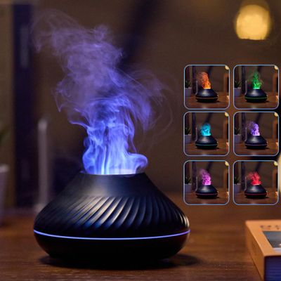 ZDAYOZ Simulation Flame Aromatherapy Machine USB Small appliance Air Humidifier Colorful Flame Aromatherapy Machine (black)