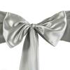Balsa Circle 20 Silver Satin Chair Sashes Bows Ties for Wedding Decorations Party Supplies Events Chair Covers Decor Banquet Reception view 1