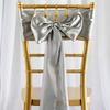 Balsa Circle 20 Silver Satin Chair Sashes Bows Ties for Wedding Decorations Party Supplies Events Chair Covers Decor Banquet Reception view 2