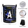 Custom Blue Butterfly Letter Laundry Hamper Personalized Laundry Basket with Name Storage Basket with Handle for Bathroom Living Room Bedroom view 4