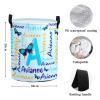 Custom Blue Black Butterfly Letter Laundry Hamper Personalized Laundry Basket with Name Storage Basket with Handle for Bathroom Living Room Bedroom view 4