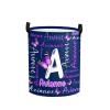 Custom Letter Purple Butterflies Laundry Hamper Personalized Laundry Basket with Name Storage Basket with Handle for Bathroom Living Room Bedroom view 1