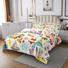Beach Camping Quilt Bedding Set Queen Size,Summer Surfing RV Camper Car Themed Bedspread Coverlet for Girls Teens,Flip-Flops Surfboard Trees Flowers Fish Soft Polyester Quilt Set, All Season view 2