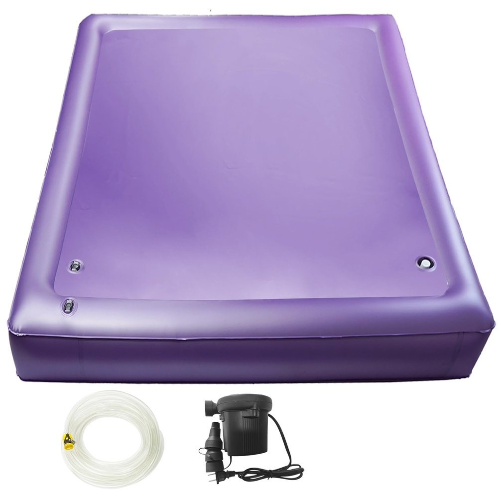 Free Flow Full Wave Water Bed Mattress - PVC Square Purple Softside Water Bed, Comfortable and Foldable Water Mattress Set for The Elderly, Children and Adults (Twin XL, 3980x7.9inch)
