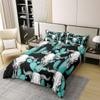 100% Cotton Buffalo Skull Duvet Cover Queen Cactus Bedding Set Wild West American Desert Tribal Comforter Cover Boho Western Botanical Room Decor Teal Black Ethnic Quilt Cover for Boys Men view 3