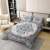 100% Cotton Antique Duvet Cover Full, Boho Bedding Set, Blue Brown Damask Floral Bohemian Flowers Retro Comforter Cover, Exotic Tribal Medallion Egyptian Bedroom Decor Quilt Cover view 2